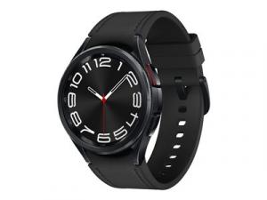Samsung Galaxy Watch6 Classic - 43 mm - intelligente Uhr mit Band - Hybrid-Eco-Leder - schwarz - Bandgröße: S/M - Anzeige 3.33 cm (1.3") - 16 GB - NFC, Wi-Fi, Bluetooth - 52 g - Schwarz